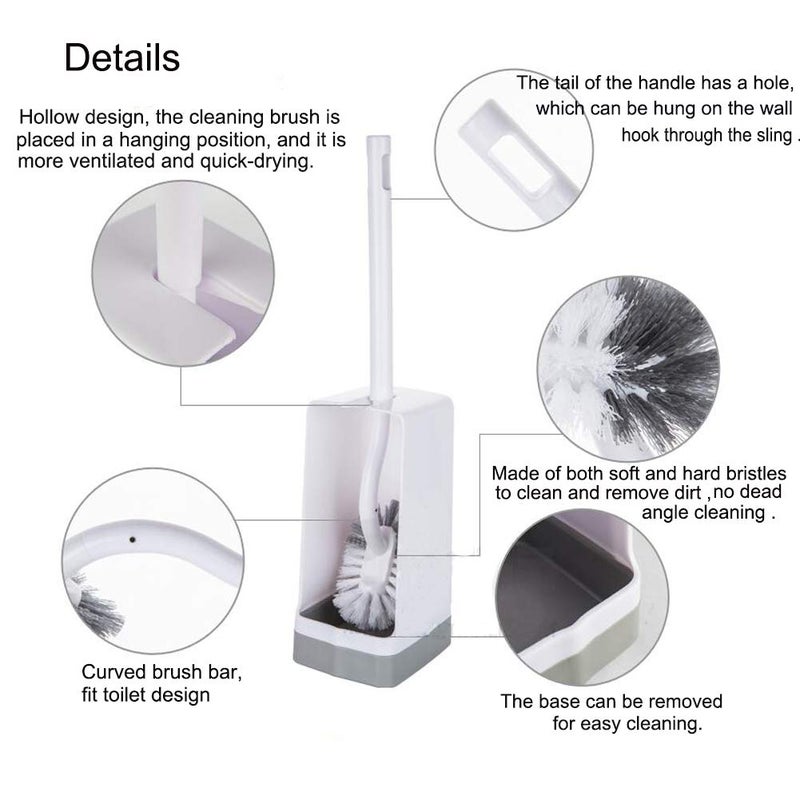 Marbrasse Marbarsse Bathroom Toilet Bowl Brush and Holder, Curved Design Toilet Brush for Deep Cleaning Under Rim, Best Toilet Brush Set, Easy Handy CompactToilet BowlCleaner Brush for Bathroom, 1 Pack - Image 3